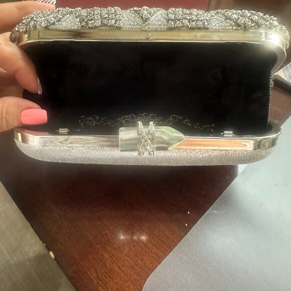 Silver and Montana Blue Crystal Bridal Clutch - Picture 7 of 7